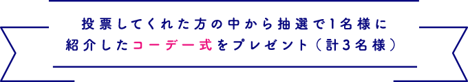 投票してくれた方の中から抽選で1名様に紹介したコーデ一式をプレゼント