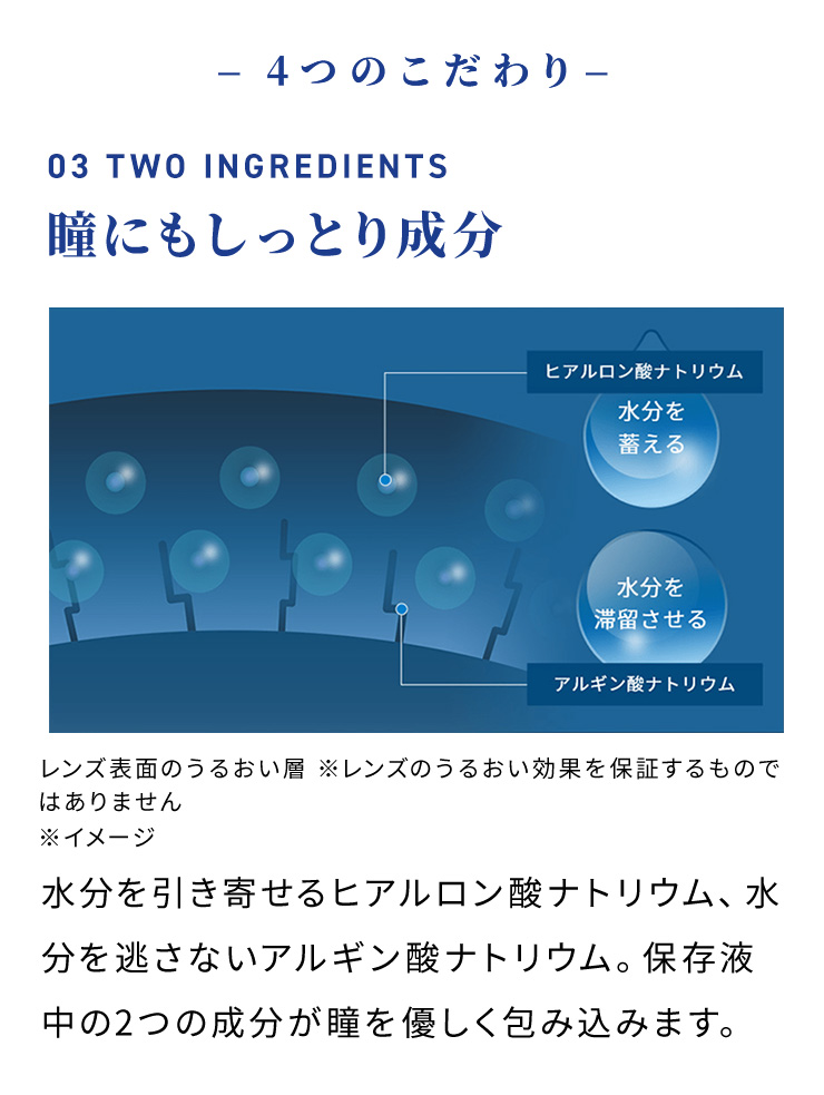 4つのこだわり 瞳にもしっとり成分