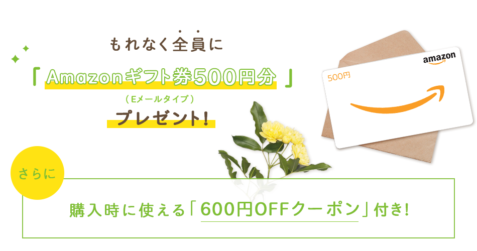 もれなく全員に「Amazonギフト券 500円分」プレゼント！