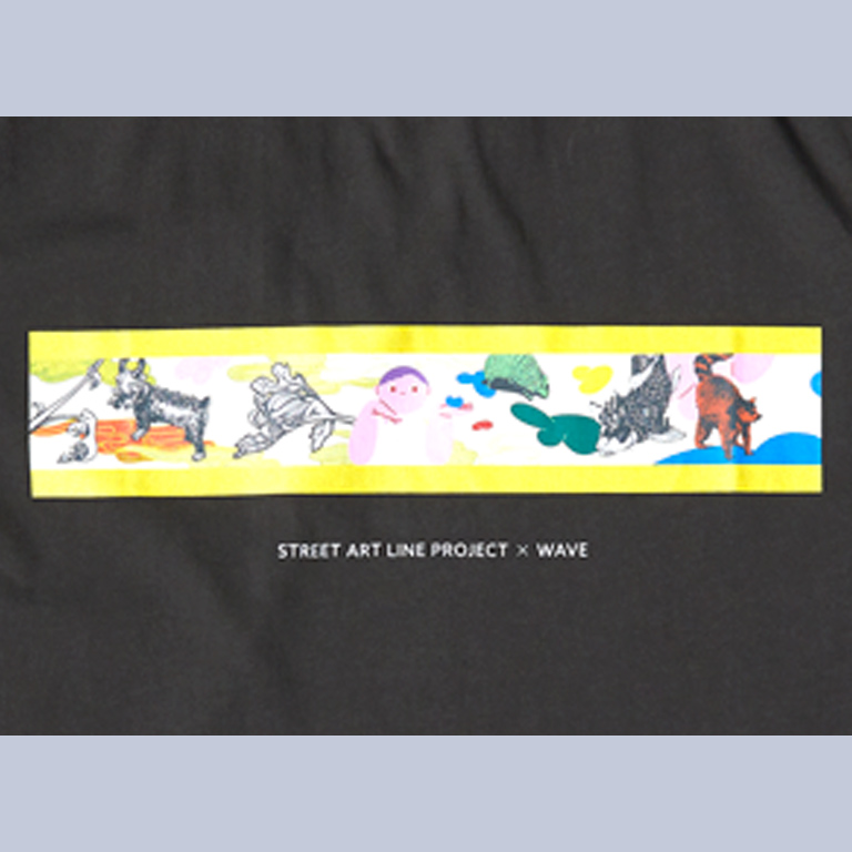 STREET ART LINE PROJECT×WAVE チャリティ Tシャツ GRAY 柄デザイン