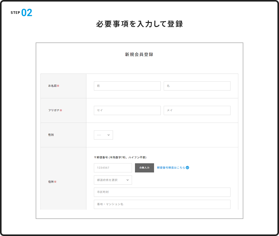 STEP.2 必要事項を入力して登録