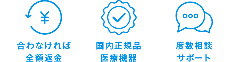 合わなければ全額返金／国内正規品 医療機器／度数相談サポート
