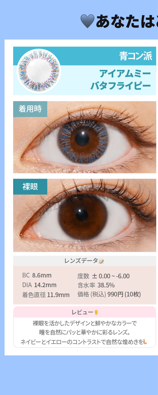 青コンVSグレーコン_スライド_アイアムミー バタフライピー（KIME-KIME ネイビー）XS 2枚入り