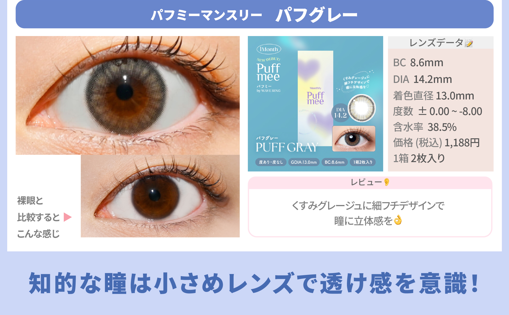 目の形診断_スライド_Puffmee（パフミー）マンスリー パフグレー 2枚入り
