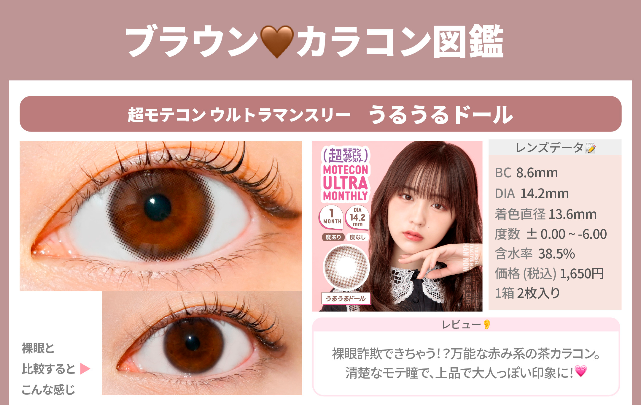 ブラウンカラコン図鑑_スライド_超モテコン ウルトラマンスリー うるうるドール 2枚入り