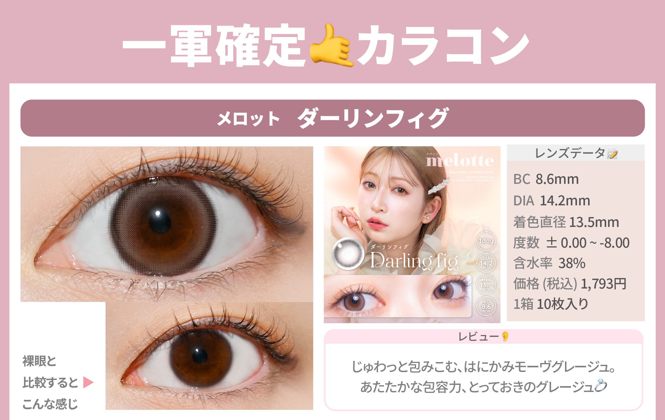 一軍確定カラコン_スライド_メロット ワンデー ダーリンフィグ 10枚入り