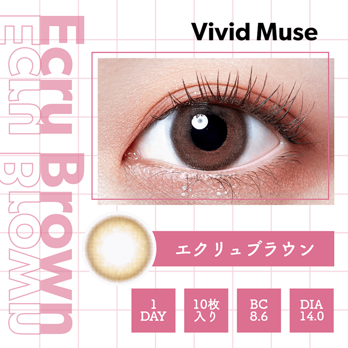 【いっしょに花咲けWAVE EYESキャンペーン対象商品】WAVEワンデー リング リミテッドコレクション モデル ヴィヴィットミューズ エクリュブラウン 10枚入り（×8箱）