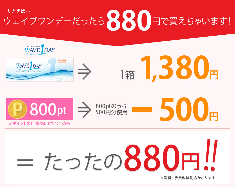 たとえばウェイブワンデーなら、たったの880円で買えちゃいます！